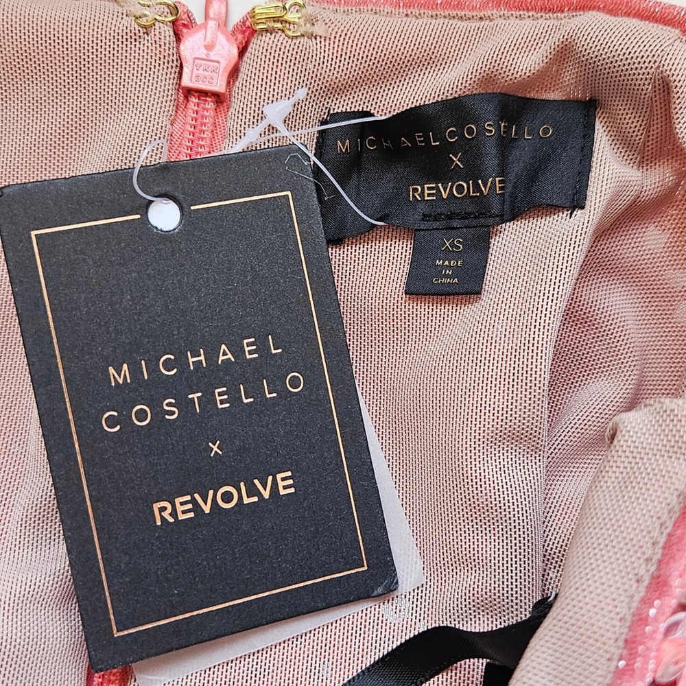 Michael Costello x REVOLVE Catiana Sequin Maxi Skirt Coral Pink High Slit XS New - Picture 8 of 12